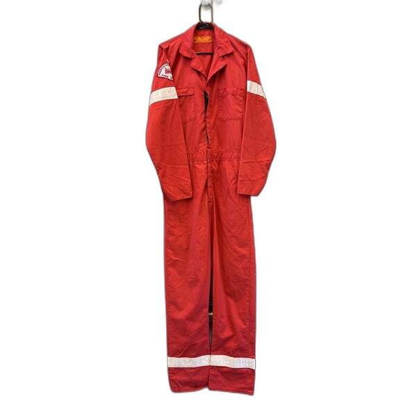 Durable Press Fireman Coveralls Fire Dept M Long Sleeve Zip Snap Pockets - Picture 2 of 13